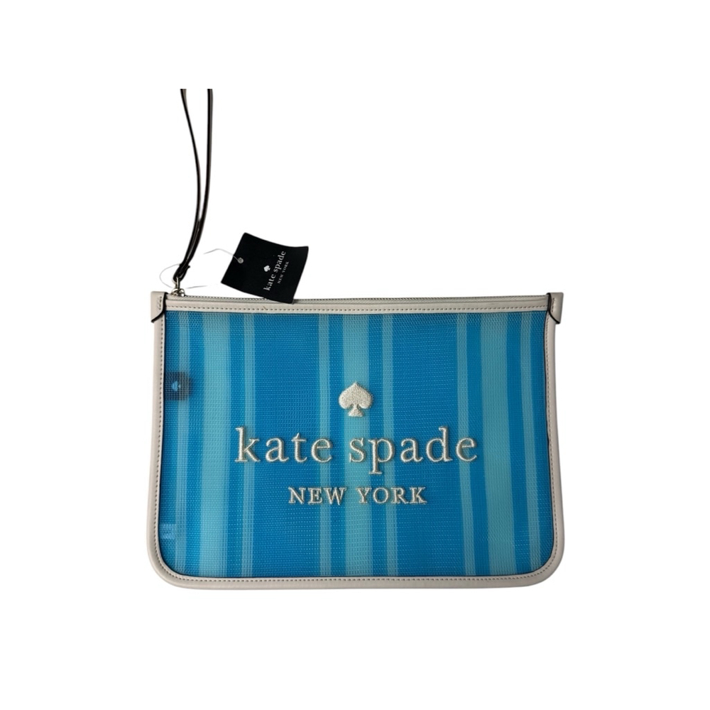 KATE SPADE NWT women’s blue and white Ella wristlet
